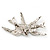 Rhodium Plated Crystal Double Swallow Brooch - 70mm Width - view 4