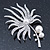 Large Rhodium Plated Clear Crystal, Simulated Glass Pearl 'Palm Leaf' Brooch - 70mm Length - view 2