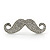 Quirky Clear Austrian Crystal Moustache Brooch In Rhodium Plating - 50mm Length - view 2