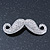 Quirky Clear Austrian Crystal Moustache Brooch In Rhodium Plating - 50mm Length - view 6