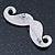 Quirky Clear Austrian Crystal Moustache Brooch In Rhodium Plating - 50mm Length - view 4