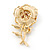 Red Enamel Crystal 'Rose' Brooch In Gold Plating - 60mm Length - view 5