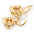Gold Yellow Enamel, Crystal Double Rose Brooch In Gold Plating - 65mm Length - view 5