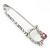 Rhodium Plated Crystal 'Kitty' Safety Pin Brooch - 70mm Length - view 7