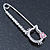 Rhodium Plated Crystal 'Kitty' Safety Pin Brooch - 70mm Length - view 3