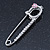 Rhodium Plated Crystal 'Kitty' Safety Pin Brooch - 70mm Length - view 4