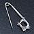 Rhodium Plated Crystal 'Kitty' Safety Pin Brooch - 70mm Length - view 5