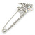 Rhodium Plated Crystal 'Butterfly' Safety Pin - 75mm Length - view 8