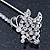Rhodium Plated Crystal 'Butterfly' Safety Pin - 75mm Length - view 3