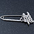 Rhodium Plated Crystal 'Butterfly' Safety Pin - 75mm Length - view 6