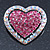 Silver Tone Dazzling Diamante Heart Brooch (Pink/ AB) - 40mm Length - view 3