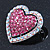Silver Tone Dazzling Diamante Heart Brooch (Pink/ AB) - 40mm Length - view 4
