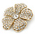 Gold Plated Clear Swarovski Crystal 'Flower' Brooch - 45mm Across - view 2