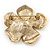 Gold Plated Clear Swarovski Crystal 'Flower' Brooch - 45mm Across - view 3