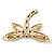 Gold Tone Filigree With Black Stone 'Dragonfly' Brooch - 70mm Width - view 5