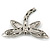 Silver Tone Filigree With Black Stone 'Dragonfly' Brooch - 70mm Width - view 6