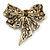 Vintage Inspired Austrian Crystal 'Bow' Brooch In Gold Tone - 65mm L - view 4