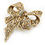Vintage Inspired Austrian Crystal 'Bow' Brooch In Gold Tone - 65mm L - view 8