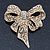 Vintage Inspired Austrian Crystal 'Bow' Brooch In Gold Tone - 65mm L - view 6