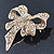 Vintage Inspired Austrian Crystal 'Bow' Brooch In Gold Tone - 65mm L - view 10