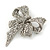 Marcasite Swarovski Crystal 'Bow' Brooch In Silver Tone - 65mm Length - view 3