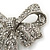 Marcasite Swarovski Crystal 'Bow' Brooch In Silver Tone - 65mm Length - view 4