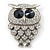 Clear Swarovski Crystal 'Owl' Brooch In Rhodium Plating - 47mm Length - view 4