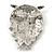 Clear Swarovski Crystal 'Owl' Brooch In Rhodium Plating - 47mm Length - view 3