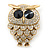 Clear Swarovski Crystal 'Owl' Brooch In Gold Plating - 47mm Length - view 3