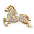 Large Swarovski Crystal 'Horse' Brooch In Gold Plating - 70mm Length