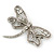 Large Crystal 'Dragonfly' Brooch In Silver Tone - 75mm Width - view 2