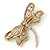 Large Crystal 'Dragonfly' Brooch In Gold Tone - 75mm Width - view 2
