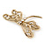 Large Crystal 'Dragonfly' Brooch In Gold Tone - 75mm Width - view 4