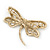 Large Crystal 'Dragonfly' Brooch In Gold Tone - 75mm Width - view 6