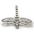 Silver Tone Textured, Crystal 'Dragonfly' Brooch - 70mm Width - view 4