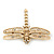 Gold Plated Textured, Crystal 'Dragonfly' Brooch - 70mm Width - view 3