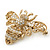 Vintage Inspired Antique Gold Tone Crystal 'Bumble Bee' Brooch - 60mm Width - view 3