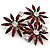 Dark Red, Clear Triple Flower Corsage Brooch In Silver Tone - 75mm Across - view 4