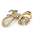 Contemporary CZ, Crystal Textured Bow Brooch In Gold Plating - 60mm Length - view 3
