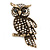 Clear Swarovski Crystal 'Owl' Brooch In Gold Plating - 60mm Length