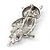 Clear Crystal Owl Brooch In Rhodium Plating - 55mm Tall - view 4