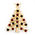 Red, Green Austrian Crystals Christmas Tree Brooch In Gold Plating - 55mm Length - view 3