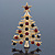 Red, Green Austrian Crystals Christmas Tree Brooch In Gold Plating - 55mm Length