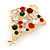 Holly Jolly Red, Green, Clear Austrian Crystals Christmas Tree Brooch In Gold Plating - 65mm Length - view 7