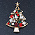 Holly Jolly Red, Green, Clear Austrian Crystals Christmas Tree Brooch In Gold Plating - 65mm Length - view 2