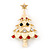 Red, Green, Clear, Pink Austrian Crystals Christmas Tree Brooch In Gold Plating - 60mm Length - view 4