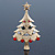 Red, Green, Clear, Pink Austrian Crystals Christmas Tree Brooch In Gold Plating - 60mm Length - view 2
