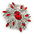 Stunning Bridal Red, Clear Austrian Crystal Corsage Brooch In Rhodium Plating - 60mm Length - view 5