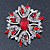Stunning Bridal Red, Clear Austrian Crystal Corsage Brooch In Rhodium Plating - 60mm Length - view 2