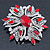 Stunning Bridal Red, Clear Austrian Crystal Corsage Brooch In Rhodium Plating - 60mm Length - view 7